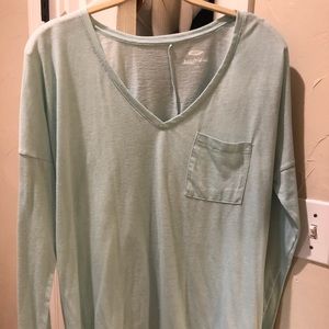 Sea foam long sleeve cotton top